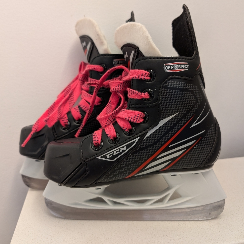 CCM Top Prospect Skates with Black and Pink Accents